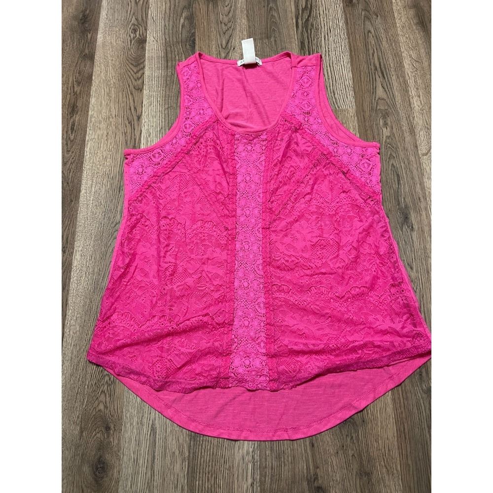 Tru Self Shirt, Women's Size XL, Pink, Lace, Sleeveless, Scoop Neck
